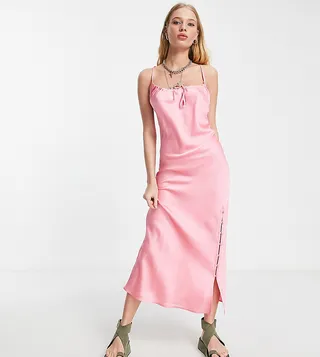 Reclaimed Vintage inspired midi cami dress in plain pink