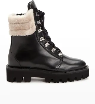 Alyssa Calfskin Shearling Combat Booties