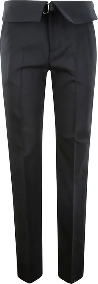 Iro Folded-Waist Detail Straight Leg Leather Pants