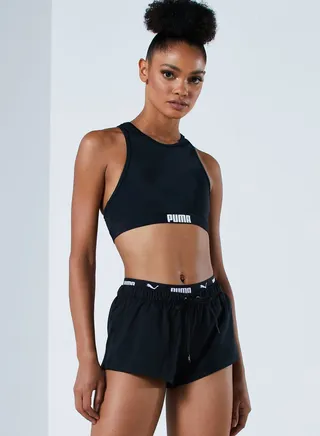 Logo Band Racerback Swim Top
