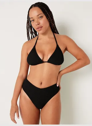 Crinkle High-Waist Cheeky Bikini Bottom