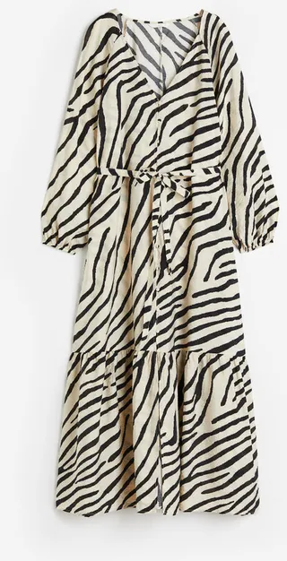 Tie-belt Dress with Buttons