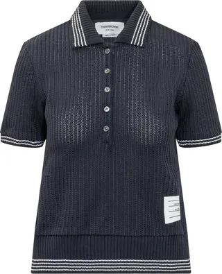 Thom Browne Ribbed Knit Polo Shirt