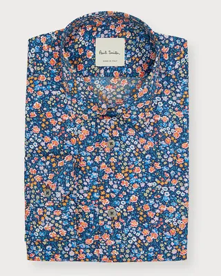 Men's Organic Cotton Floral-Print Sport Shirt