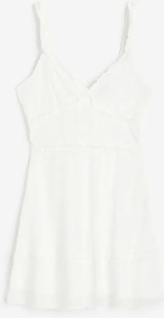 Ruffle-trimmed Tie-detail Dress