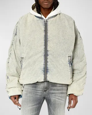 Men's D-Bressy Oversized Denim Bomber Jacket
