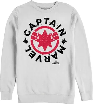 Men's Marvel Captain Marvel Star Symbol Circle Sweatshirt - White - Medium