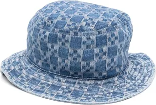 Geometric-Print Denim Bucket Hat