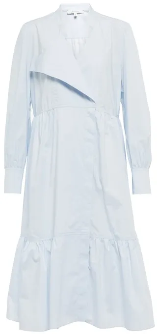 Ruffled cotton poplin shirt dress