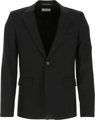 Saint Laurent Single-Breasted Straight Collar Jacket