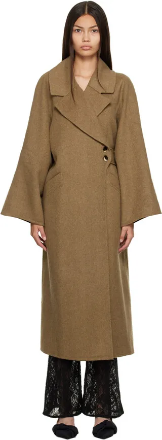 GANNI Khaki Belted Coat