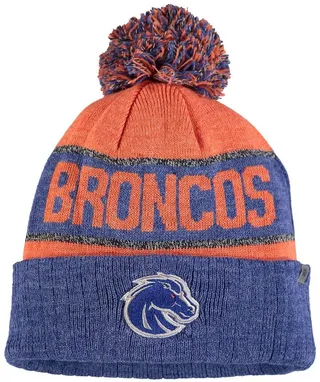 Men's Orange and Heather Blue Boise State Broncos Below Zero Cuffed Pom Knit Hat