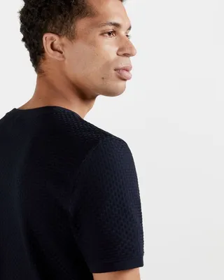 Textured Cotton T-Shirt in Navy