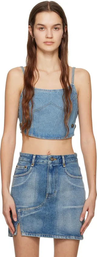 DRAE Blue Spaghetti Strap Denim Camisole