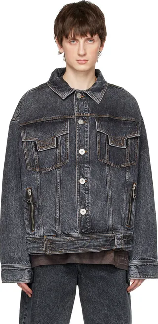 Balmain Black Oversized Denim Jacket