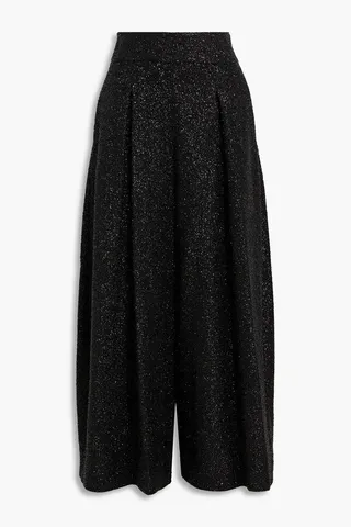 Cotton-blend tinsel wide-leg pants