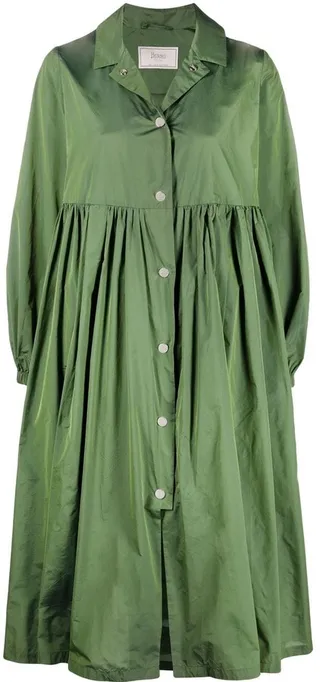 Button-Up Flared Long Coat