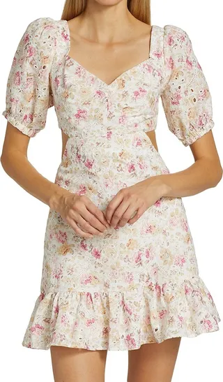 Dorinne Floral Puff Sleeve Minidress