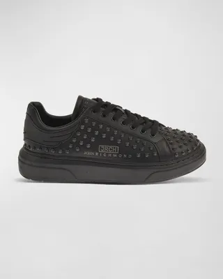 Men's Allover Tonal Studded Low-Top Sneakers