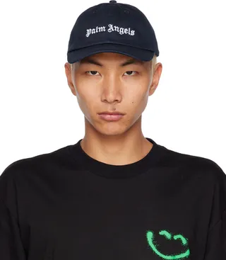 Palm Angels Navy Embroidered Baseball Cap