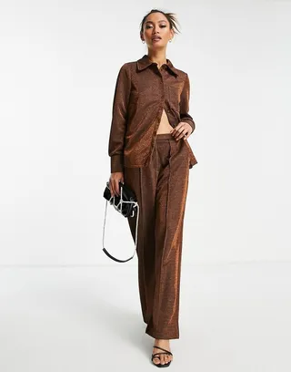 Y.A.S shimmer shirt in copper - part of a set