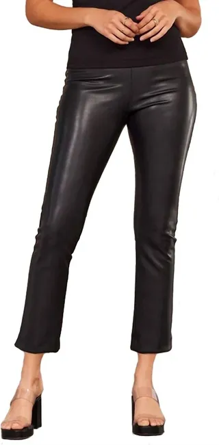 Burton Crop Faux Leather Pant in Black