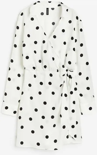 Satin Wrap Shirt Dress