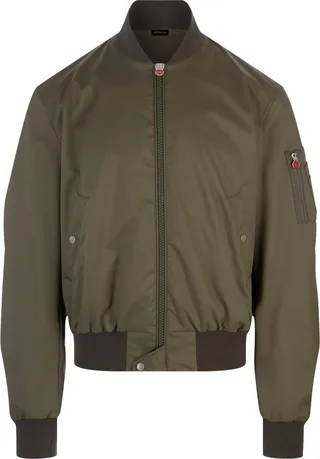 Olive Green Nylon Bomber Jacket
