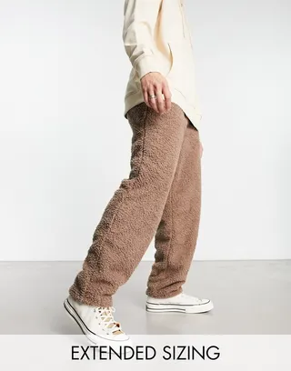 ASOS DESIGN lounge bottoms in brown teddy