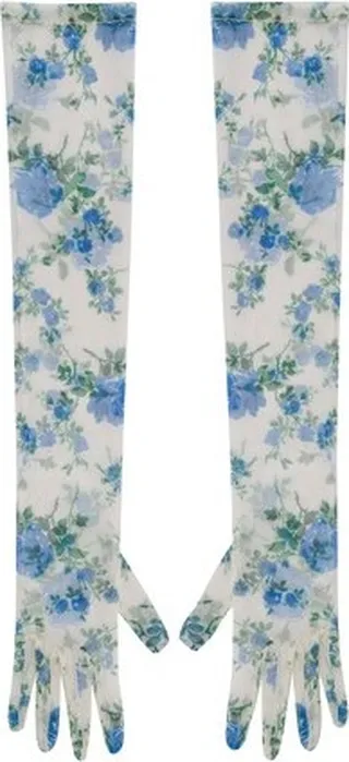 Tulle gloves with floral print