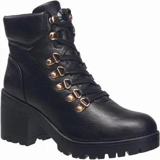 Pixie Womens Faux Leather Ankle Combat & Lace-up Boots