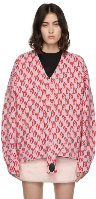 We11done Jacquard Logo Cardigan