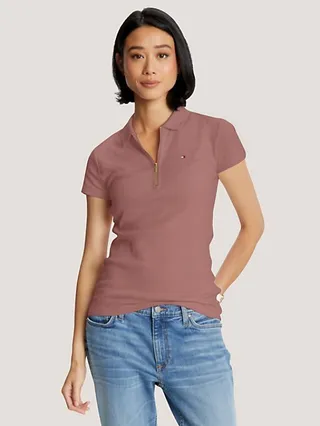 Slim Fit Essential Zip Polo