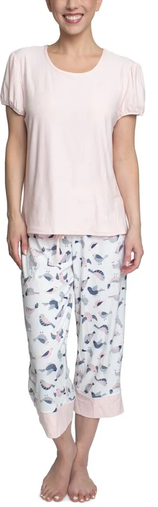 Hanes Women's Short Sleeve T-Shirt & Capri Pants Pajama Set