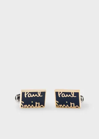 Navy And Gold 'Signature' Cufflinks