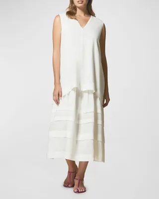 Plus Size Distanza Layered Linen Midi Dress
