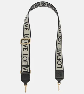 Anagram leather-trimmed bag strap