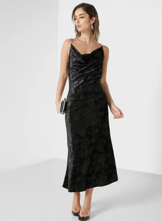 Strappy Floral Embossed Dress