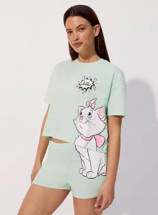 Marie Print T-Shirt & Pyjama Shorts Set