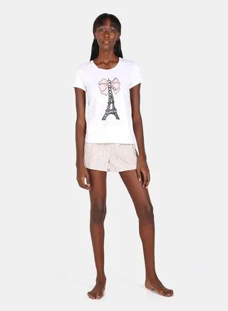 Casual Knit Top With Shorts Set Multicolour