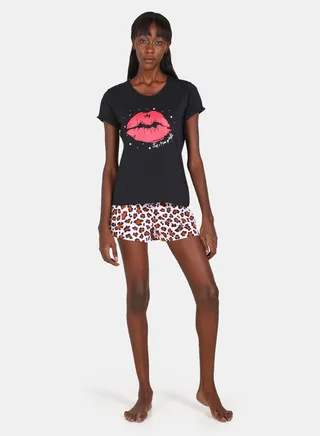 Casual Knit Top With Shorts Set Multicolour