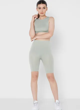 Ribbed Crop Top & Shorts Set