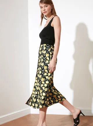 Front Split Midi Skirt