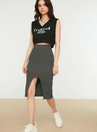 Pleated Midi Skirt