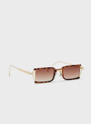 Oval Square Mixed Trim Sunglasses