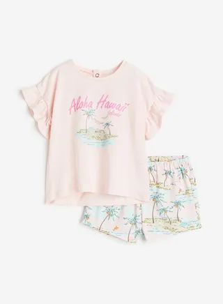 Kids 2 Piece Graphic Print T-Shirt And Short Set