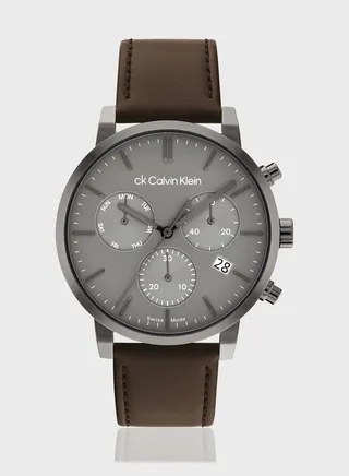 Leather Strap Analog Watch