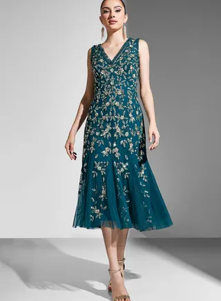 Embroidered Tiered Dress