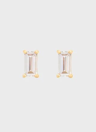 Baguette Gold Stud Earrings
