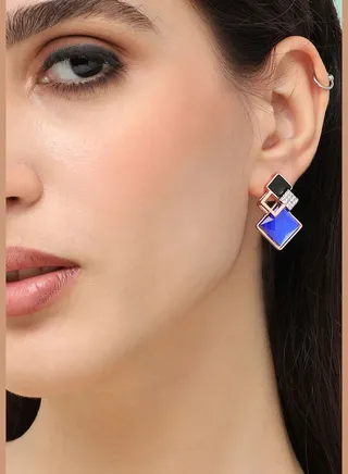 Gold Plated Designer Stone Party Stud For Women
